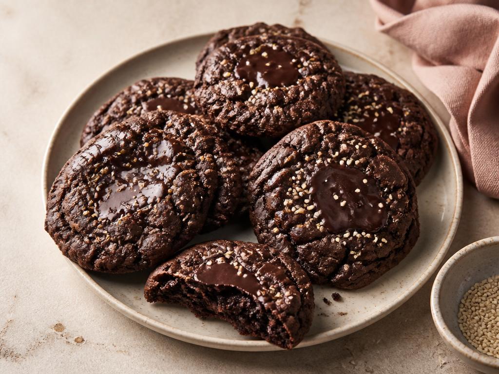 Chocolate Tahini Crinkle Cookies